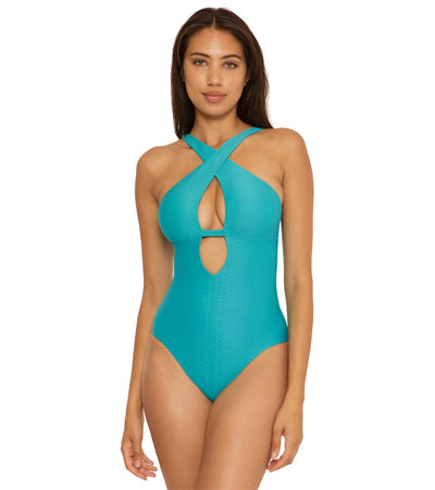Becca Swim Women's Vibes Tessa Cross Over One Piece Swimsuit