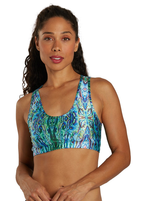 SlipIns Women's Green Abalone Crop Bikini Top