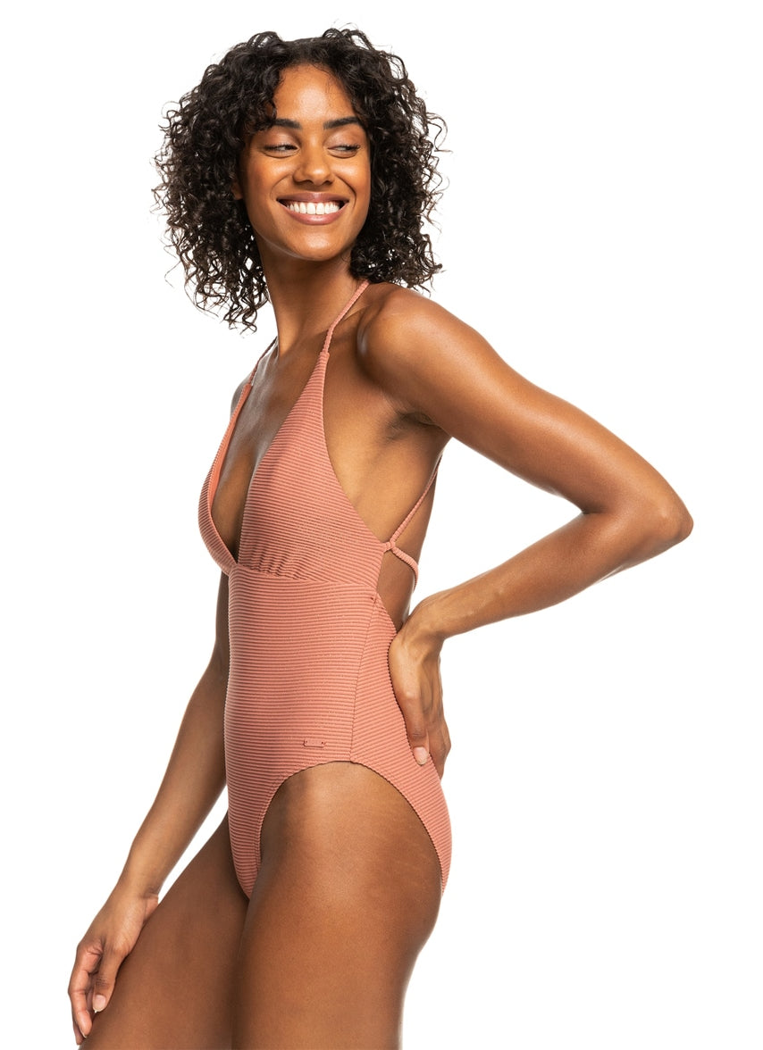 Roxy Women's Coconut Crew One-Piece Swimsuit, Cedar Wood / XS