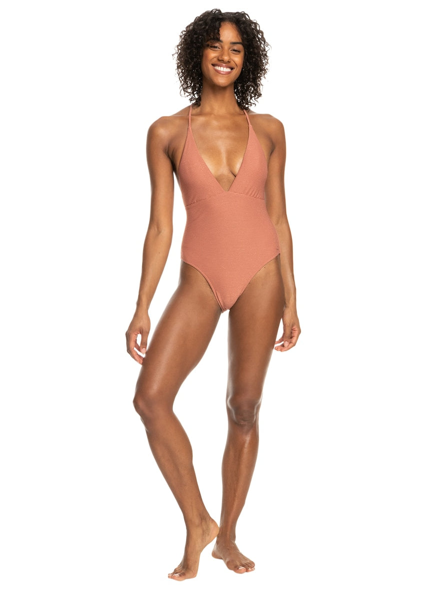 Roxy Women's Coconut Crew One-Piece Swimsuit, Cedar Wood / XS