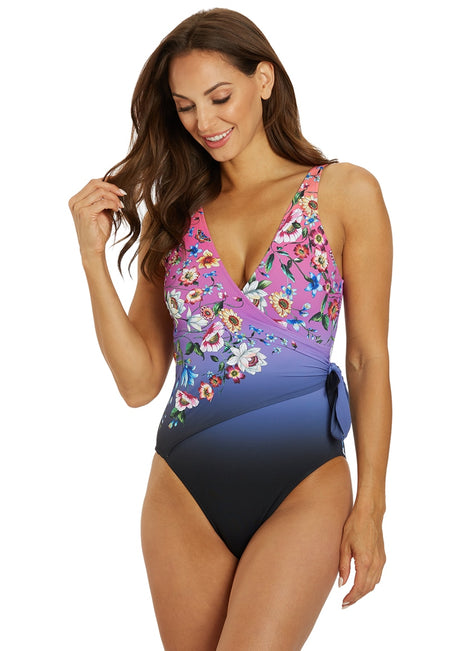 Johnny Was Women's Ombre Garden Wrap One Piece Swimsuit