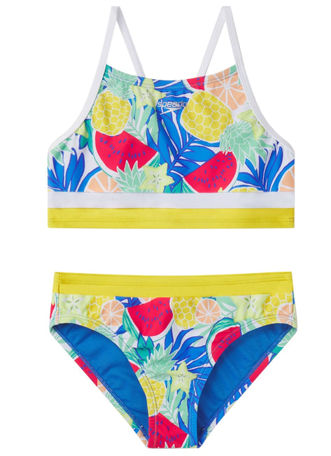 Speedo Girls' Print Block Two Piece Bikini Set (Big Kid)