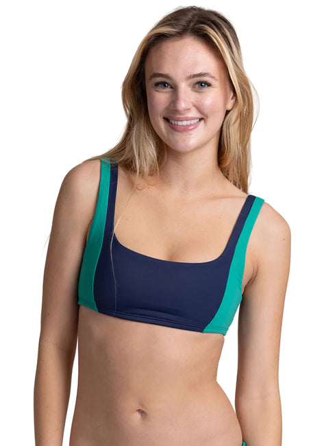 JOLYN Women's Paige Square Neck Colorblock Bikini Top