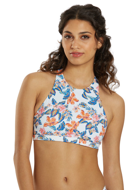 JOLYN Women's Jada Floratiki High Neck Strappy Back Bikini Top