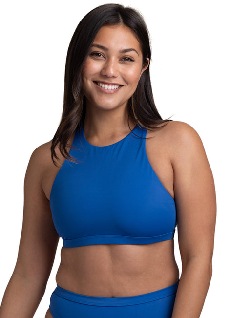 JOLYN Women's Jada Solid High Neck Strappy Back Bikini Top