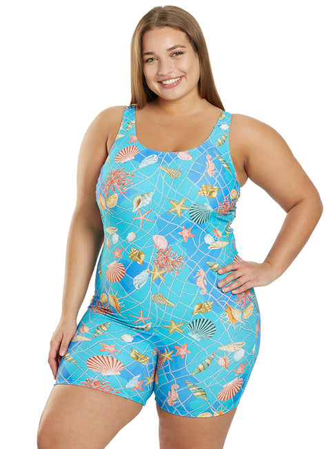 Sporti Plus Size Unitard Caribbean Sea One Piece Swimsuit