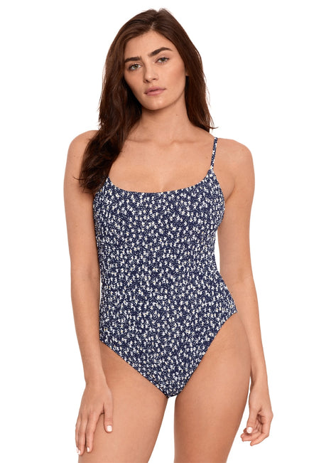 Polo Ralph Lauren Women's Le Petit Fleur Smocked Kennedy One Piece Swimsuit