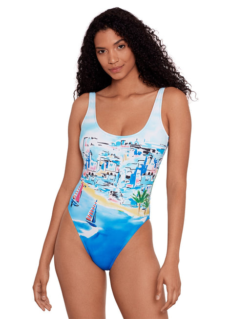 Polo Ralph Lauren Women's Riveria Scenic  Scoop Tank One Piece Swimsuit