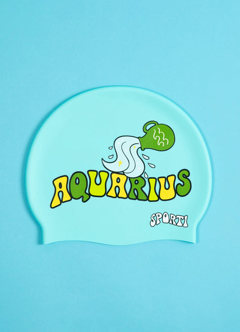 Sporti Groovy Zodiac Aquarius Silicone Swim Cap