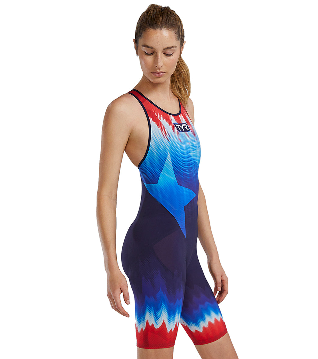 TYR Women's Venzo USA Closed Back Tech Suit Swimsuit at SwimOutlet.com