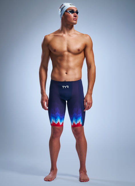 TYR Men's Shockwave USA High Waist Jammer Tech Suit Swimsuit