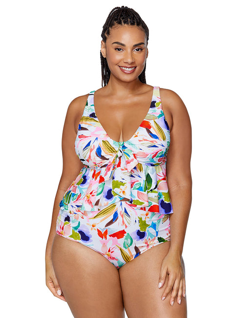 Raisins Women's In the Sol Topanga Plus Size Tankini Top