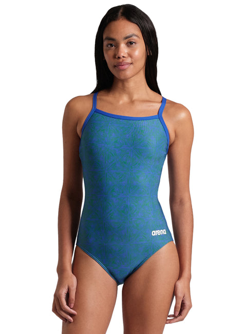 Arena Women's Abstract Tiles Lightdrop Back One Piece Swimsuit