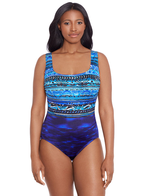 Longitude Women's Pool Attention Double Cross Back Back Tank One Piece Swimsuit