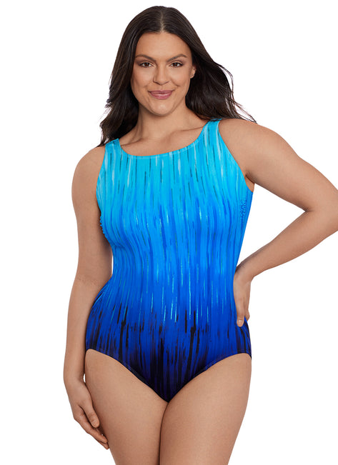 Longitude Women's High Energy Scoop High Neck Long Torso One Piece Swimsuit