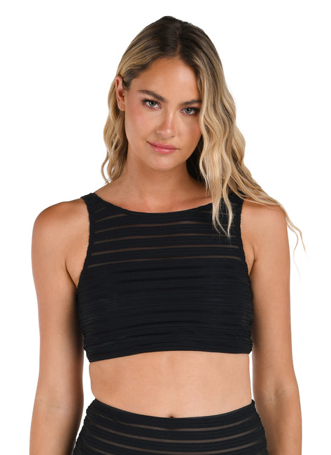 La Blanca Women's Fluid Lines High Neck Midline Bikini Top