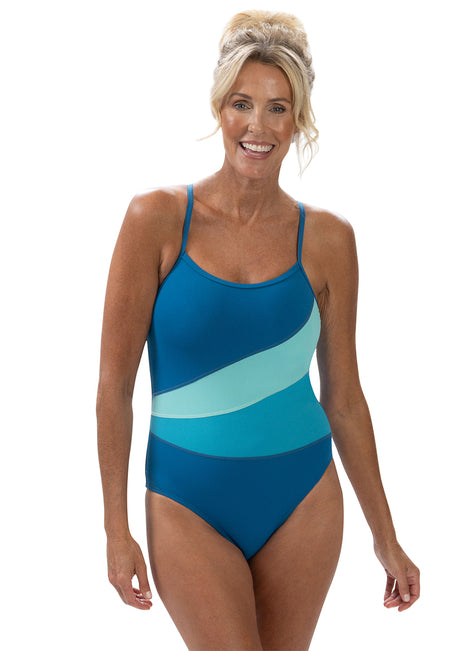 Dolfin Aquashape Women's Color Block Moderate Lap Suit One Piece Swimsuit