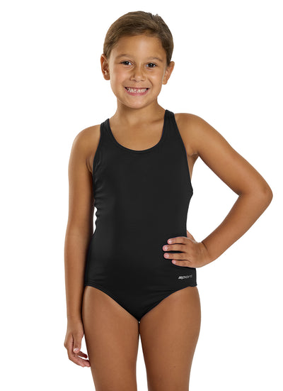 Sporti Girls' Solid Racer Back One Piece Swimsuit (Toddler, Little Kid, Big Kid)
