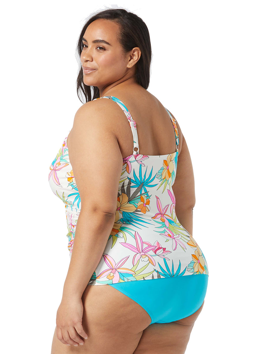 Beach House Women's Plus Size Tropic Bloom Floral Jane Ruffle
