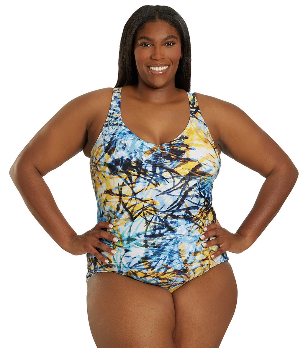 Sporti Plus Size Breezy Palms Conservative Printed Girl Leg One