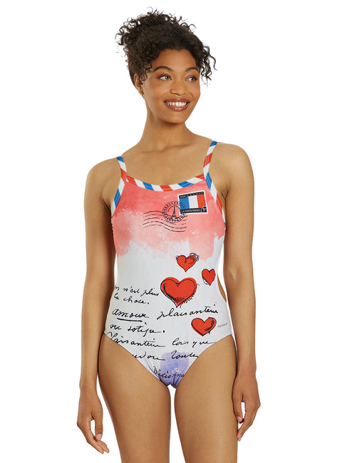 Sporti Paris Love Letters Thin Strap One Piece Swimsuit (22-44)