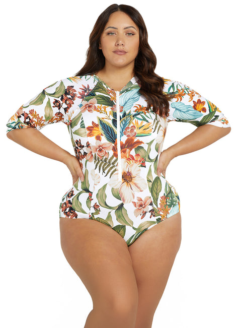 Artesands Woman's Plus Size Into the Saltu Seraut Mid Length Once Piece Swimsuit