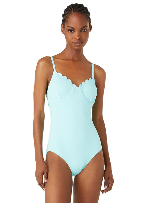 Kate Spade New York Women's Pique Solids Underwire One Piece Swimsuit