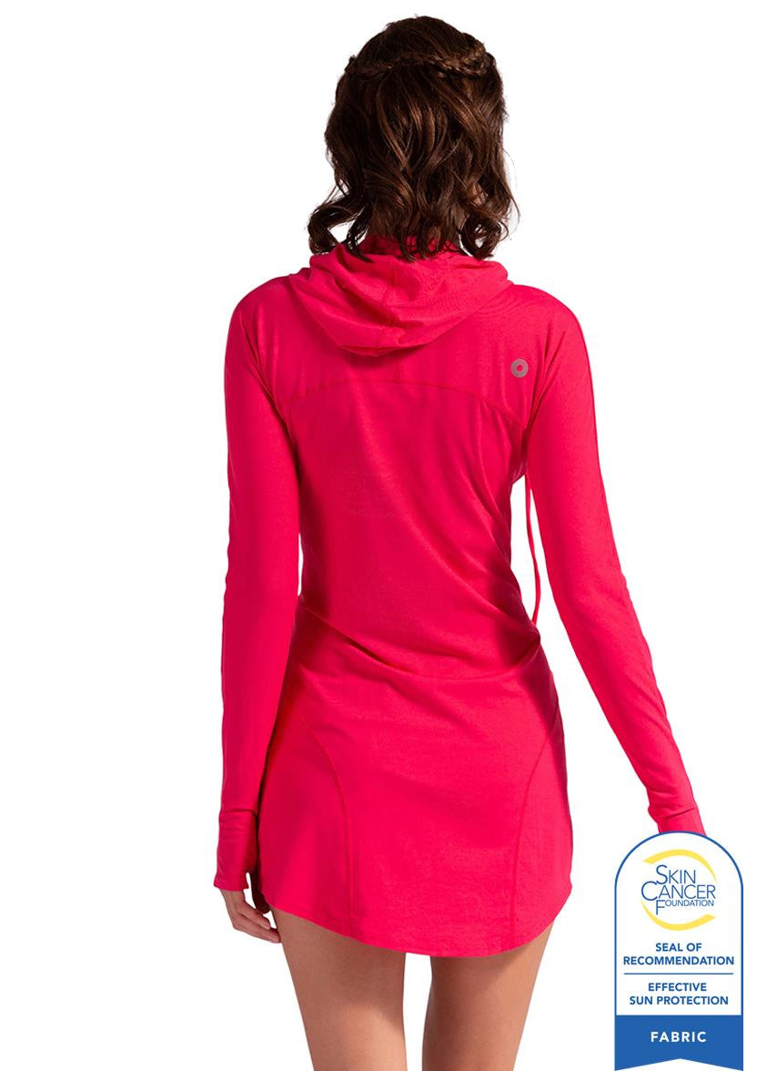 BloqUV Women's Sun Protective UPF 50 Hoodie Dress, XS, Watermelon BloqUV Women's Sun Protective UPF 50 Hoodie Dress, XS, Watermelon