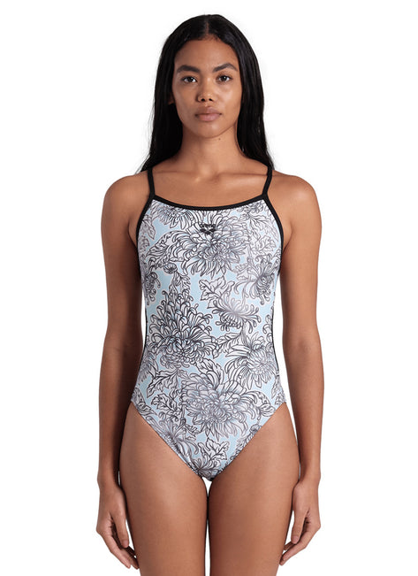 Arena Women's White Floral Lace Back One Piece Swimsuit