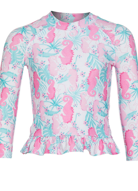 Flap Happy Girls' Magic Seahorse UPF 50+ Rash Guard (Baby, Toddler, Little Kid)
