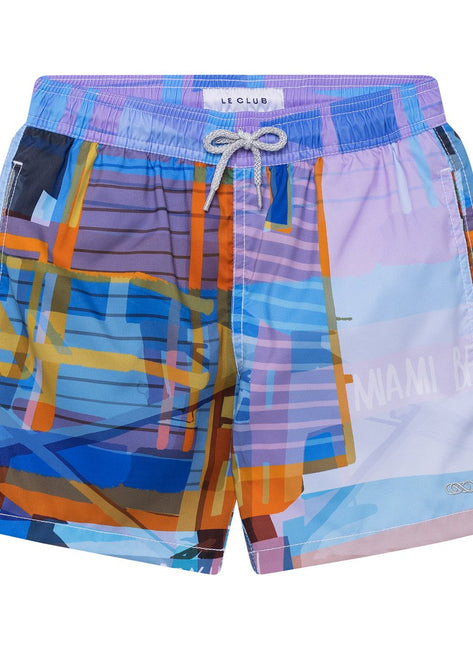 LE CLUB Boys' Miami Beach Tower 2 Swim Trunks (Toddler, Little Kid, Big Kid)