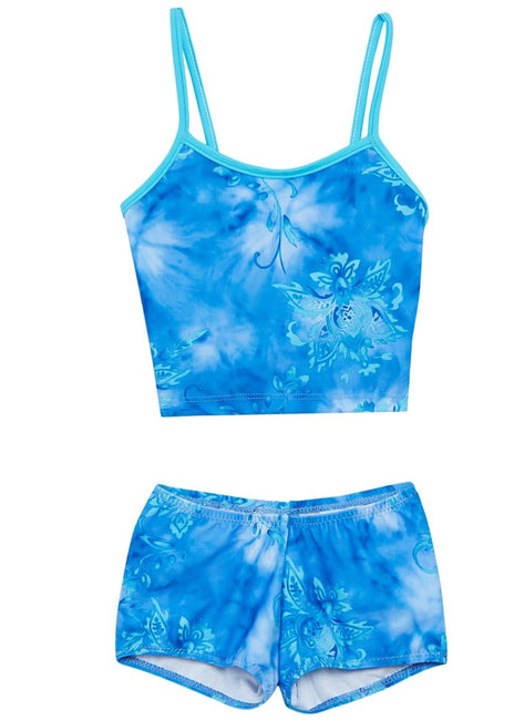 Tidepools Girls' Starburst Sky Surf Bottom Two Piece Tankini Set (Toddler, Little Kid, Big Kid)
