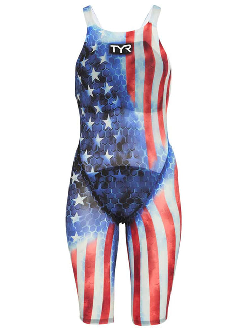 TYR Women's Avictor Supernova USA Closed Back Tech Suit Swimsuit