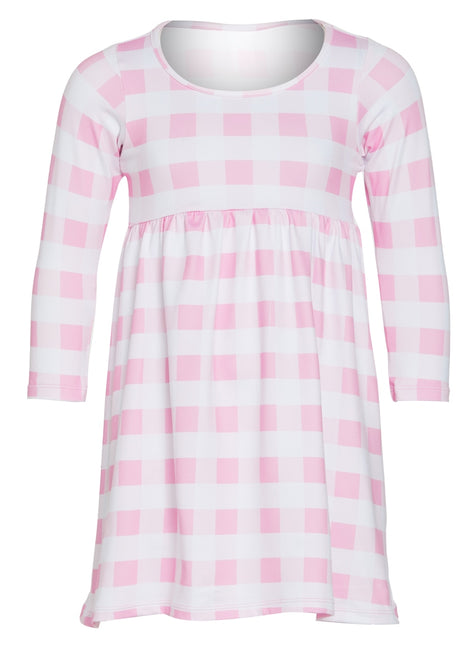 Flap Happy Girls' Buffalo Check Pink Lumi UPF 50+ Dress (Baby, Toddler, Little Kid)