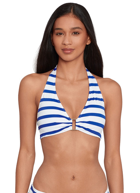 Ralph Lauren Women's Port Stripe Ring Halter Bikini Top
