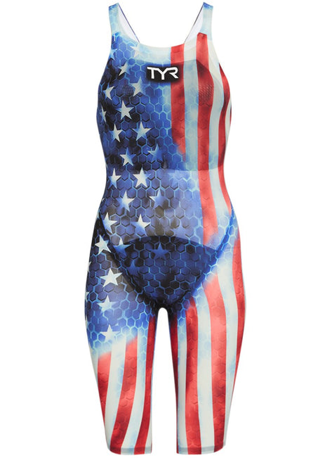 TYR Women's Avictor Supernova USA Open Back Tech Suit Swimsuit
