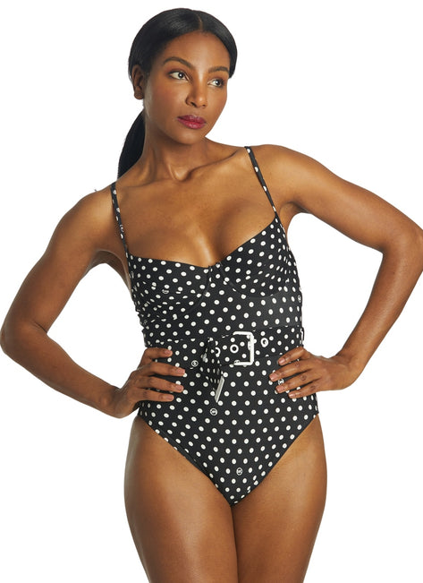 Michael Kors Women's Dot Underwire One Piece Swimsuit
