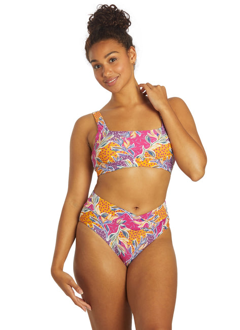 Sporti Active Floral Patchwork High Waisted Cheeky Swim Bottom