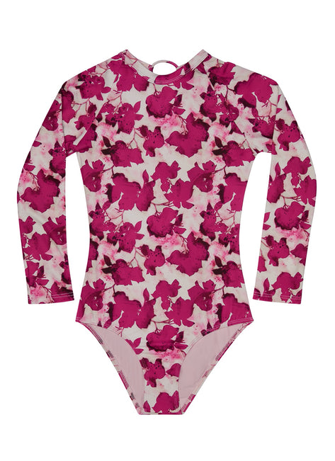 Splendid Girls' Bougainvillea Long Sleeve One Piece Swimsuit (Big Kid)