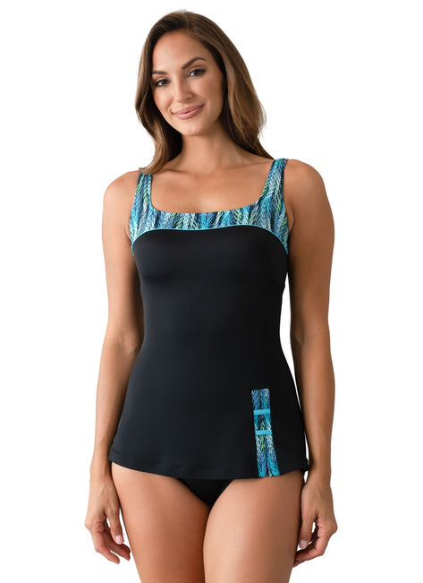 Fit4U Women's Lexi Retro Sheath Chlorine Resistant One Piece Swimsuit (C Cup)
