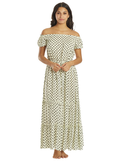 Kate Spade Women's Logo Dot Off The Shoulder Maxi Dress