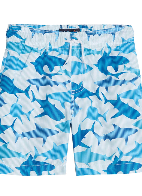 Trunks Surf & Swim Co. Boys' Stripe Sharks 2-Pack Swim Trunks (Big Kid)