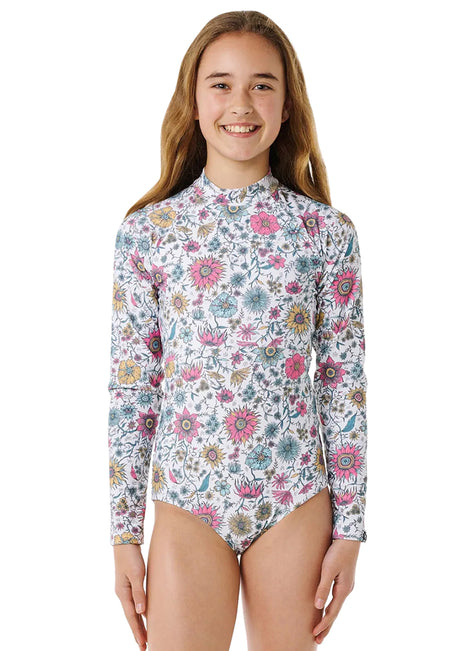 Rip Curl Girls' Floral Heat Long Sleeve One Piece Swimsuit (Big Kid)