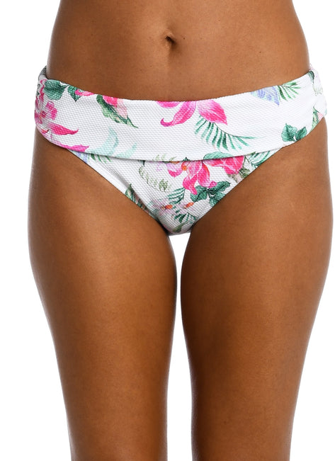 La Blanca Women's Mystic Palms Shirred Band Hipster Bikini Bottom