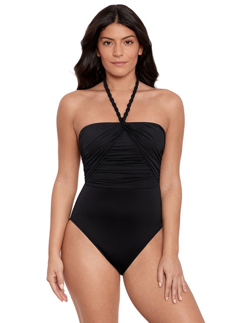 Ralph Lauren Women's Beach Club Solids Goddess Bandeau One Piece Swimsuit