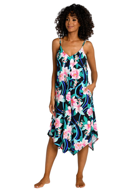 La Blanca Women's Nightfall Blooms Tank Cover Up Dress