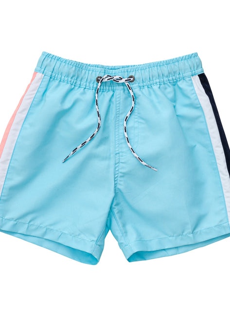 Snapper Rock Boys' Blue Retro Stripe Volley Board Short (Toddler, Little Kid, Big Kid)