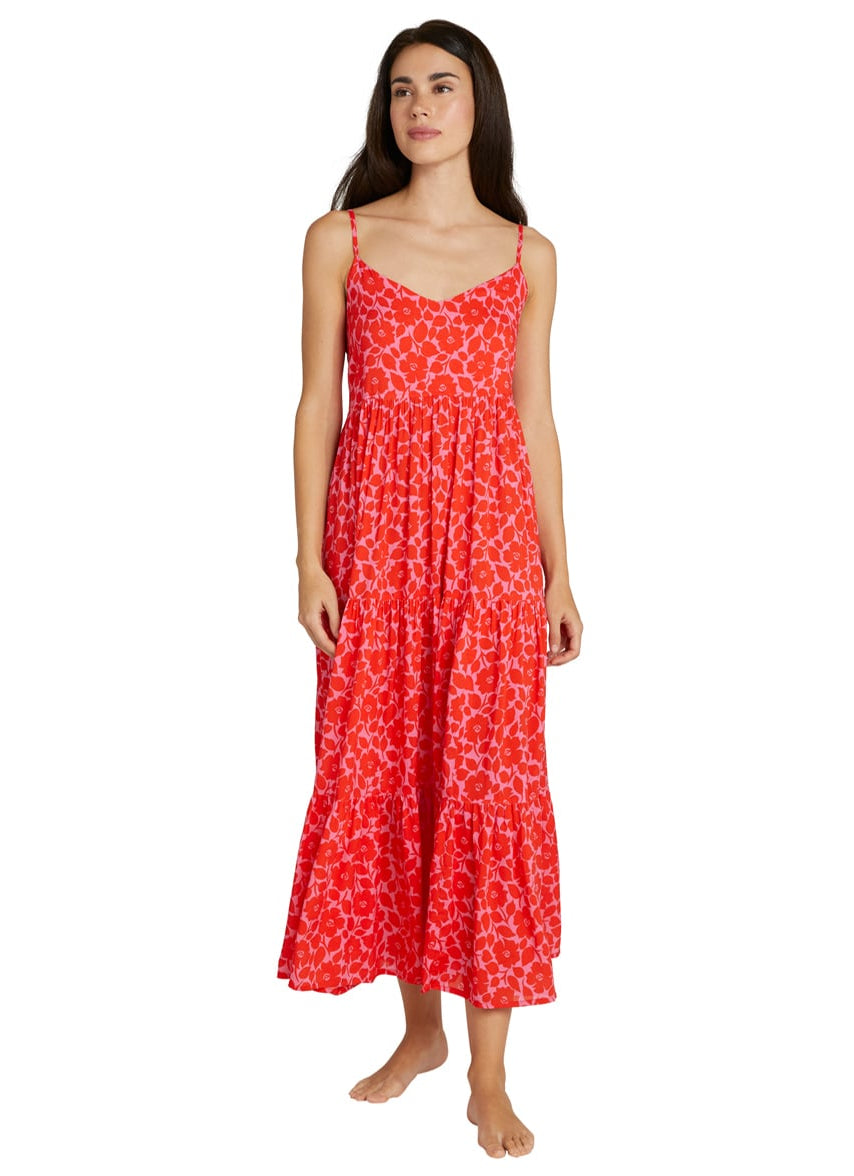 Kate Spade New York Women's Rosy Garden Tiered Midi Cover Up Dress