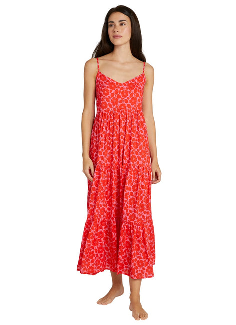 Kate Spade New York Women's Rosy Garden Tiered Midi Cover Up Dress