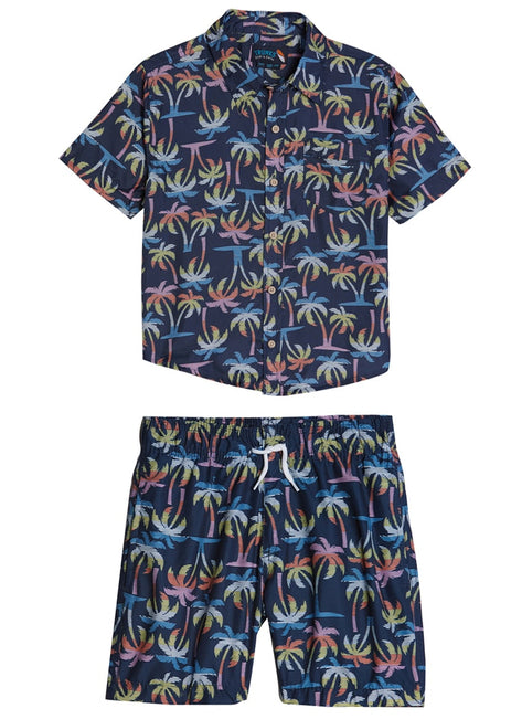 Trunks Surf & Swim Co. Boys' Colorblock Camp Shirt & Swim Trunks Set (Big Kid)